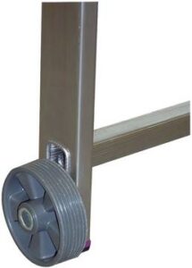 ნაცრისფერი ბორბლები პატარა, დასაკეცი და პლატფორმიანი ხარაჩოსთვის